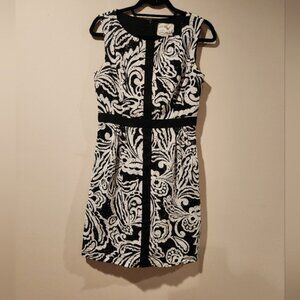 TABITHA black and white floral print mini dress size 6 100% cotton eyelet